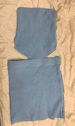 Lulus Blue Knit Skirt Set 