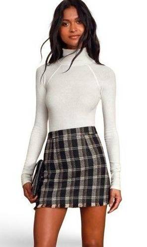 Sage  THE LABEL🍒SIZE XS🍒FRENCH DUO MIXED PLAID MINI SKIRT RAW HEM FULLY LINED