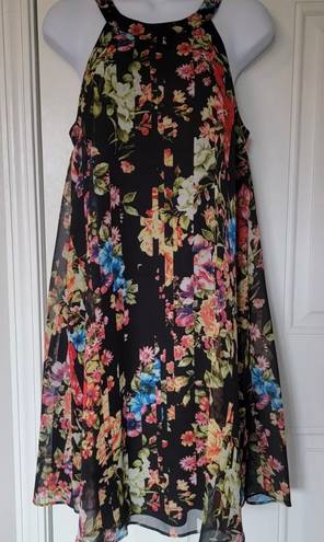 Betsey Johnson Women Dress 6 Floral Chiffon Halter Lined Zipper Pleated Elegant