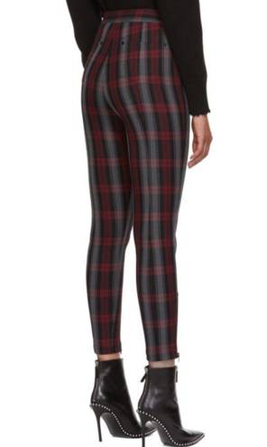 Alexander Wang T by  Grey and Red Plaid Fitted Zip Leggings Pants Size 2