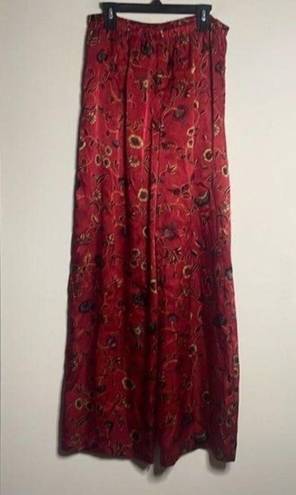 Jaclyn Smith red floral long sleeve pajama set, oriental, lightweight