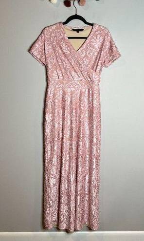 LuLaRoe 🌺  Elegant Noelle Faux Wrap dress light pink velvet jacquard