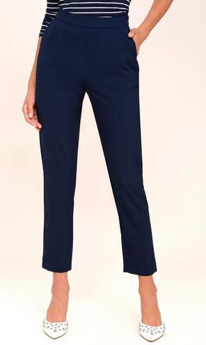 Lulus Navy Blue High-Waisted Trouser Pants