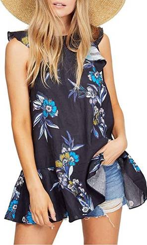 Free People Summer in Tulum Linen Floral Tunic