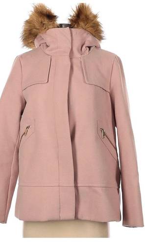 ZARA Women Short Coat With Textured Hood Pink Size M NWT