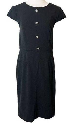 Betsey Johnson  black sheath dress crystal buttons sz 10