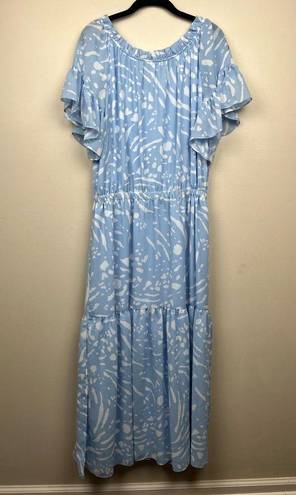 a.n.a NWT  Cate Blue Animal Print Jill Maxi Dress - size Large