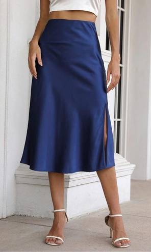 Zeagoo NEW Midi Skirt High Waisted Satin Slit Skirt S
