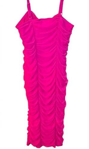 Torrid NWT Women’s  Midi Mesh Shirred Bodycon Dress hot pink ruched size 10