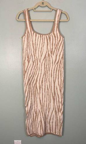 Lucy Paris  Dress M KRISTIN Zebra Knit Scoop Neck Bodycon Sleeveless Brown NWT