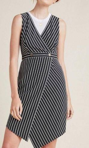 Hutch Anthropologie,  New, Indira Asymmetrical Black White Striped Dress, XL