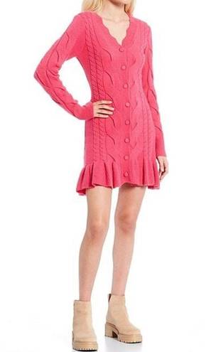 Chelsea & Violet C&V  Cable Knit Button Front Long Sleeve Dress