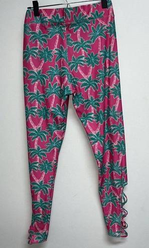 Simply Southern  Leggings Women Plus SZ Extra Large 2XL 3XL Pink Palm Trees Pants