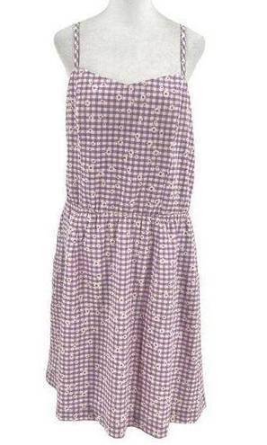 City Chic NWT  Floral Gingham Cottagecore Knee Length Dress Purple Pockets sz 18