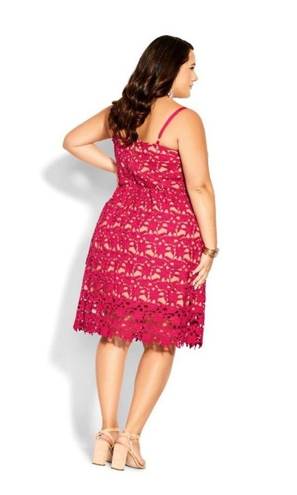 City Chic  Shocking Pink So Fancy Crochet Lace Dress Sz.XL(22) NWT