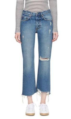 GRLFRND  Linda High Rise Straight Leg Distressed Crop Denim Jeans 29