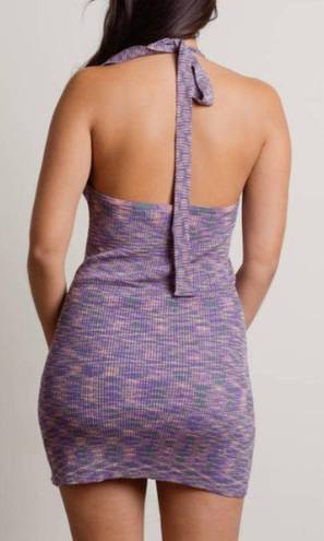 l*space NWT  BABE PURPLE HALTER SWEATER KNIT BODYCON DRESS