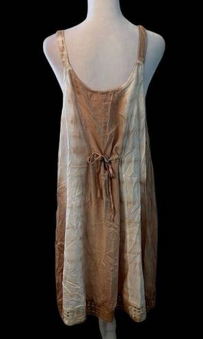 Daisy NWT  Island szXL brown tan cream tie dye summer dress w/tie in back