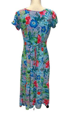 Jams World Vintage  Floral Multicolor Hawaii Midi Dress 40179 Size Medium