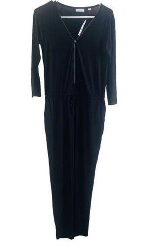 Krass&co NY &  S 3/4 Sleeve Zipper Front Pant Suit Jumper Black Viscose Stretchy