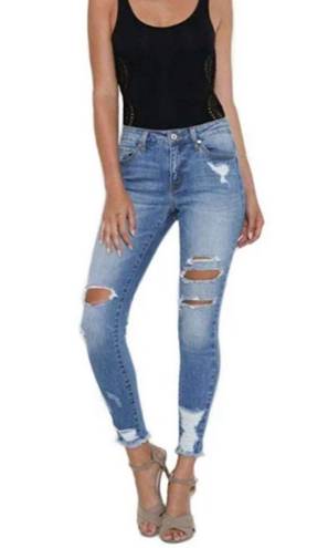 KanCan USA KanCan Sharon-Calyer Mid-Rise Distressed Ripped Skinny Jeans