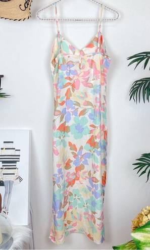 J.ING Macaroon Floral Print Midi Slip Dress Size M