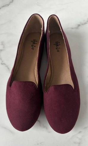 Style & Co  Burgundy Faux Suede Loafers Size 7 NEW