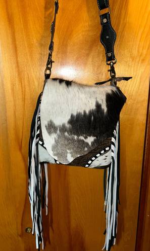 Myra Bags Cow Print Fringe Purse