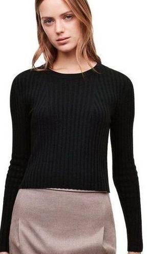 Babaton Aritzia |  Nathaniel Black Ribbed Cropped Wool Blend Sweater Size Small