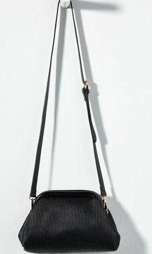 Anthropologie Faux Leather Clamshell Clutch Crossbody Black