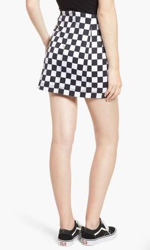 Tinseltown Tinsel Checkered Denim Miniskirt in Black White, Juniors Size M, New w/Tag