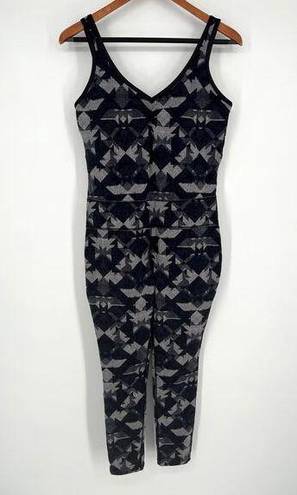 One Piece Lucy Unitard Sz L Black Gray Printed  Activewear Athleisure Jumpsuit