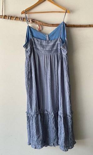 Davi & Dani  Dress Womens 3XL Blue Striped Maxi Summer Boho Button Down Coastal