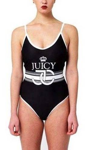 Juicy Couture  Logo Placement Black/White One Piece Swimsuit Sz M