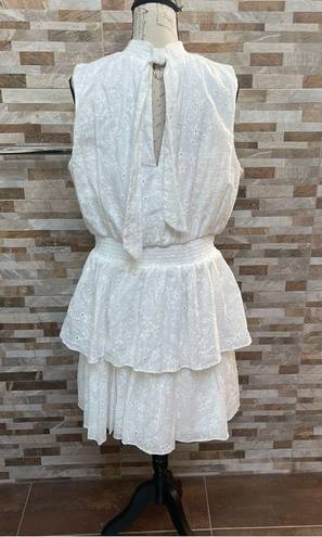 Laundry by Shelli Segal  White Eyelet Cotton Layered Tiered Sleeveless Dress XL