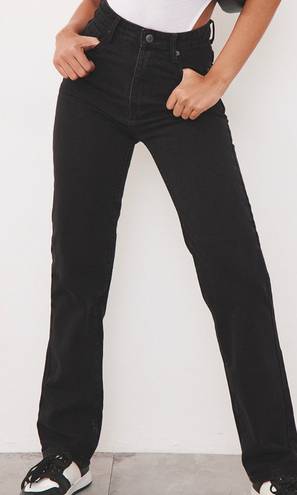 Pretty Little Thing Washed Black High Waist Straight Leg Jeans