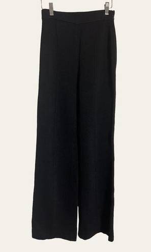 St. John  Collection Black Knit Wide Leg Pants Size S