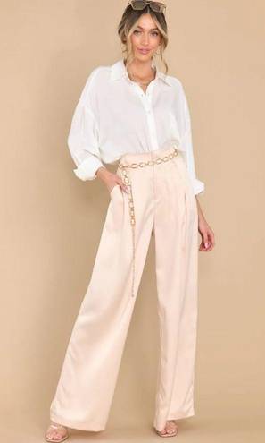 Aura Red Dress  Pretty And Polished Satin Wide Leg Pants Champagne Cream M NWT