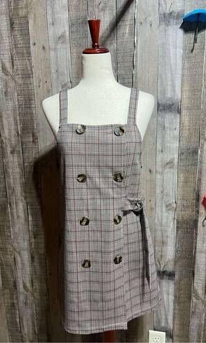 Love & Piece Collective Pinafore Mini Dress Size S Prince Of Wales Check