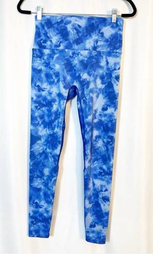 Luna K-DEER  Tie Dye Print High Waisted High Rise Sneaker Length Leggings Blue