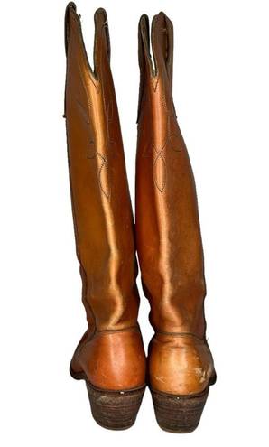 Vintage Brown Leather Cowboy Boots Size 8.5