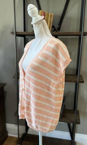 Emporio Armani  Striped Button Front Cardigan Sweater Vest Peach Womens Size Smal