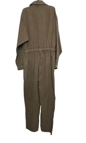 Good American  Army Green Utility Good Cinched Waist Jumpsuit Size Large