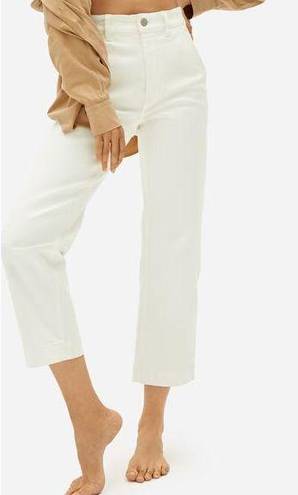 Everlane  The Straight-Leg Twill High-Rise Crop Ankle White Pant Bone Size 0