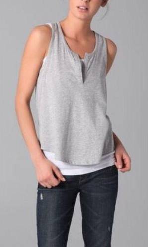 Vince 𝅺 SPLIT NECK RACER BACK LINEN TANK TOP