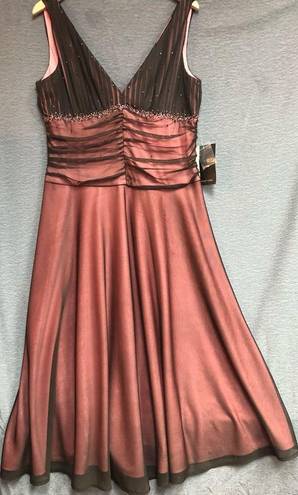 a.n.a NWT JS boutique 16 coral under dress  mesh brown overlay with rushing