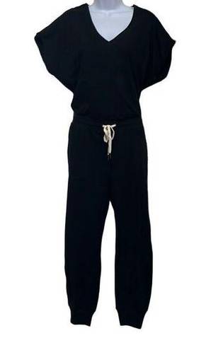 n:philanthropy  Womens L Ribbed 100% Cotton Jumpsuit Black Short Sleeve $168 NWT