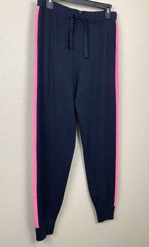 AQUA  Side Stripe Knit Jogger Pant Navy Pink NEW