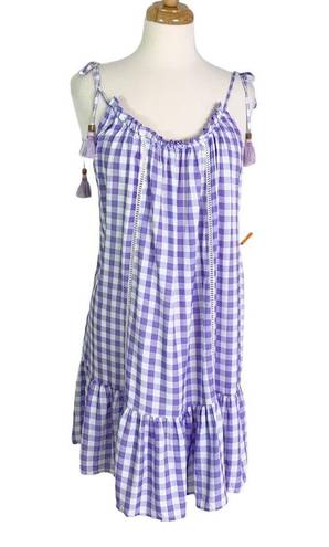 Maaji  Magnolia Gingham Swim Cover Up Dress with Tassel Ties Size L NWT