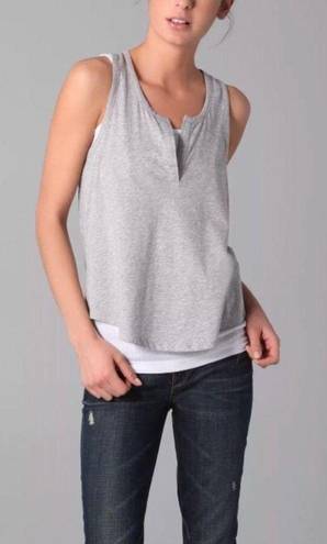 Vince 𝅺 SPLIT NECK RACER BACK LINEN TANK TOP